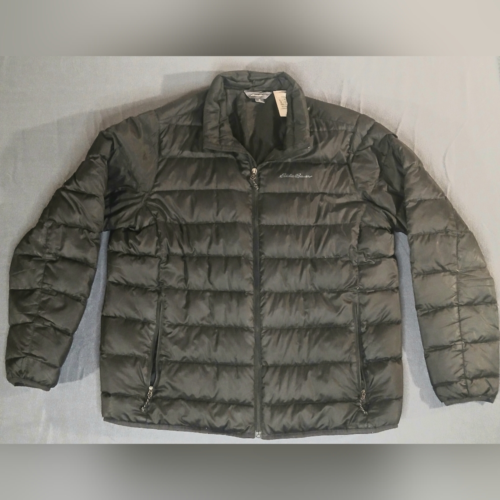 Eddie Bauer EB650 Dark Grey Premium Down Full-Zip Puffer Jacket Men's Size XL